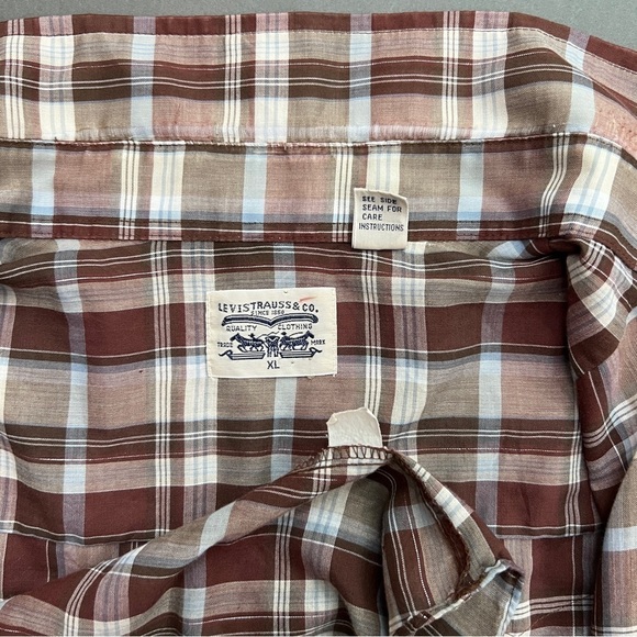 Vintage 70s White Tag Levi’s Plaid Western Button Up Shirt - Picture 14 of 14